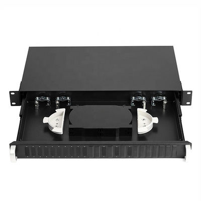 1U 24 Port Fiber Optic Patch Panel with Dustproof Covers and Cold Roll Steel Construction for FTTX and Data Centers