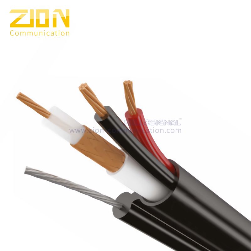 Zinned Steel Messenger CCTV Coaxial Cable / CCA Power RG59 Siamese Cable