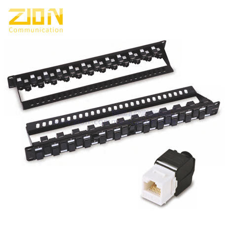 24 Ports Cat6A UTP Patch Panel 1U Rackmount Data Center Accessory for Network Racks