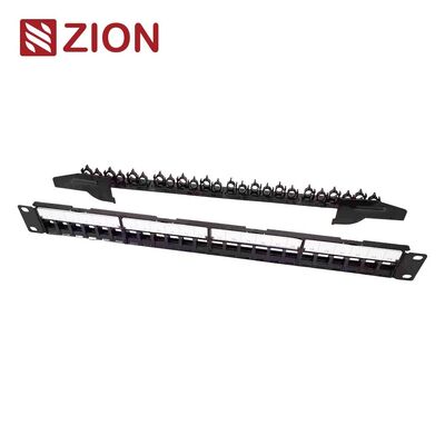 1U 24 Θύρες Θωρακισμένο κενό Patch Panel με Πτυσσόμενο Cable Manager